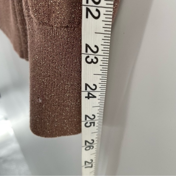 Loft Rose Gold Metallic Thread Zip Accent Banded Long Sleeve Cuffs Bottom - Picture 2 of 12